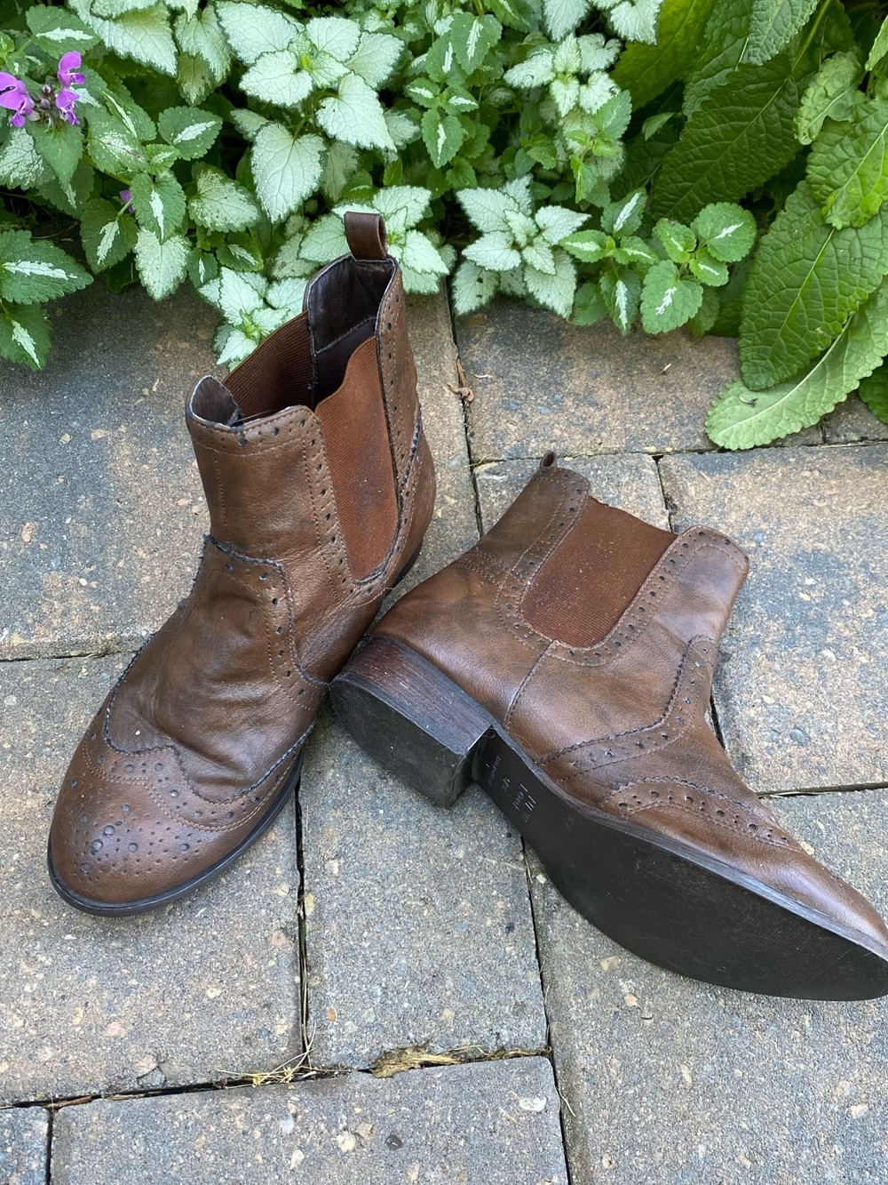 New Look Brown Brogue Chelsea Boots — Size 7 US / 38 EU Summer Sale